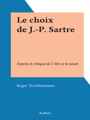 cover image of Le choix de J.-P. Sartre